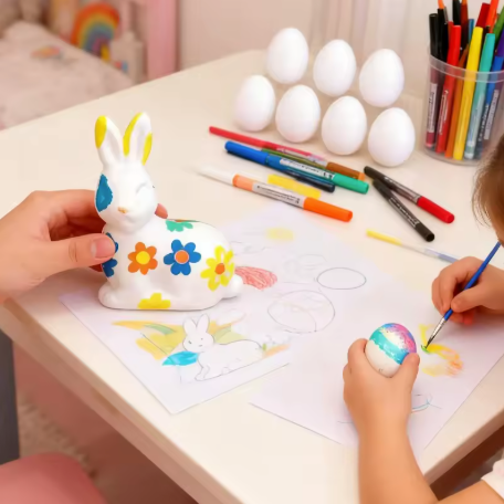 Kids Easter Painting Craft Kit – DIY Egg Decorating Art Set for Toddlers & Children