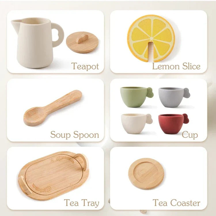 Kids Pretend Afternoon Tea Set with Serving Tray