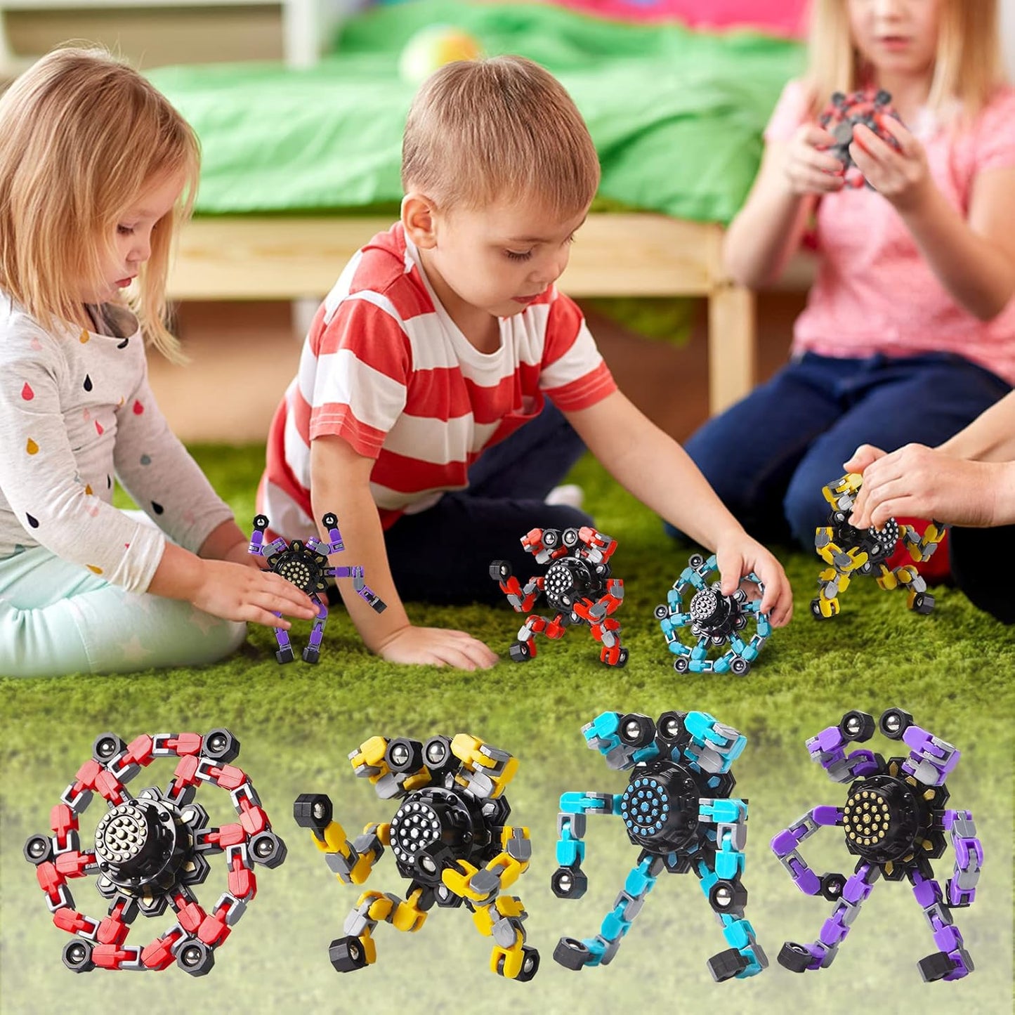 Transforming Fidget Spinner Toy for Kids – Stress Relief Sensory Spinner, Handheld Puzzle
