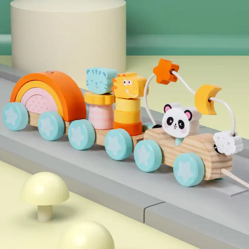 Montessori Wooden Pull-Along Train Toy for Toddlers – Educational Learning Toy