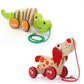 Wooden Animal Pull Toy for Toddlers – Educational Dog & Crocodile Pull-Along Toy