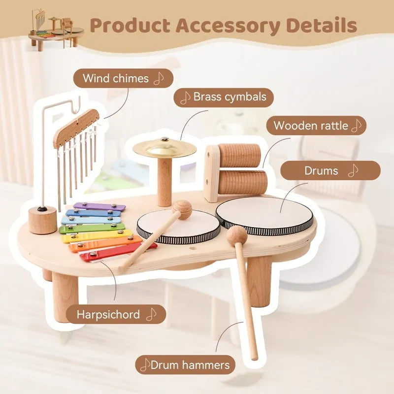 Montessori Toddler Music Set – Wooden Musical Instruments (Percussion & Rhythm), Early Learning Gift