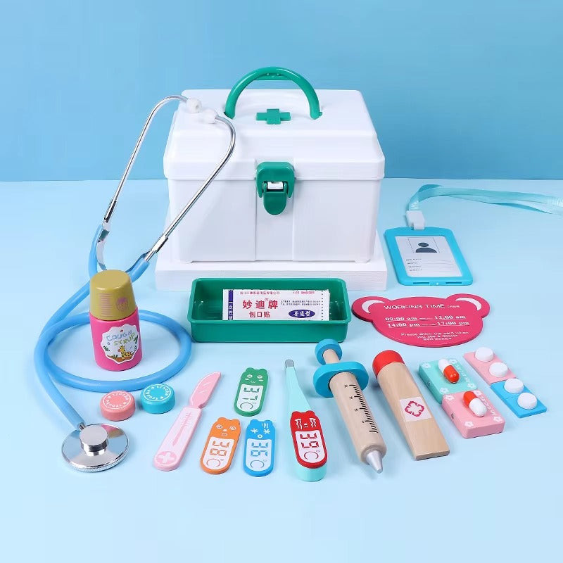 Montessori Wooden Doctor Kit for Toddlers – Pretend Play Medical Toy Set