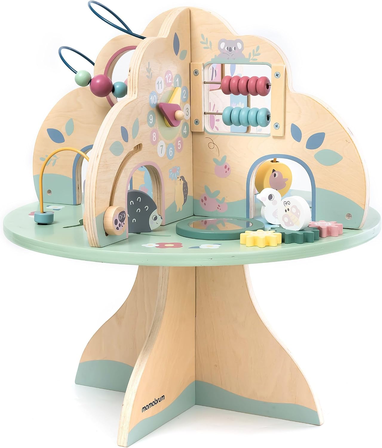Wooden Activity Table with Abacus, Shape Sorter and Clock