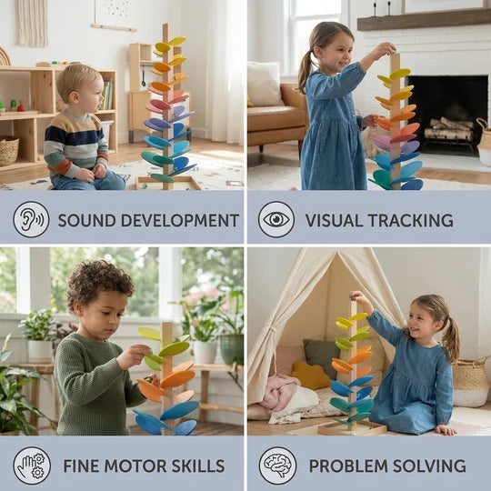 Montessori Rainbow Marble Run Tower for Kids