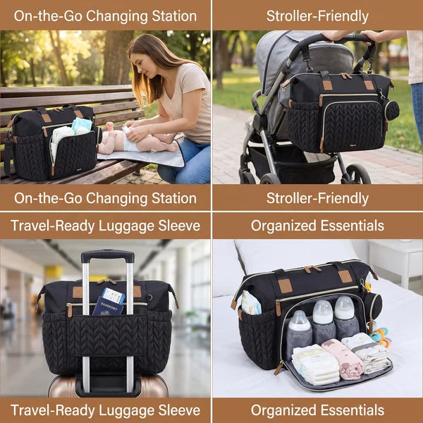 Waterproof Nappy Tote Bag with Change Mat and Dummy Case