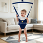 Suspended baby jumper with fabric-covered spring