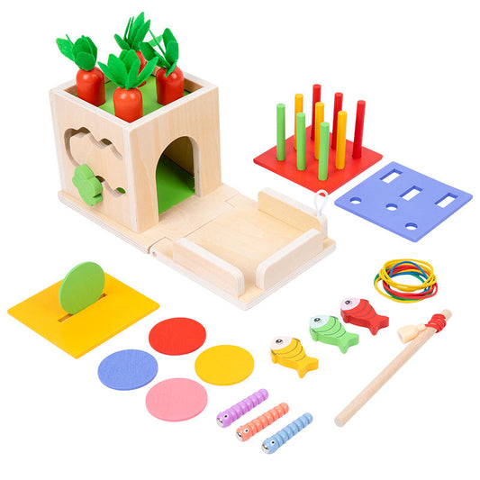 6-in-1 Montessori Wooden Activity Cube – Shapes & Figures Learning Toy for Toddlers