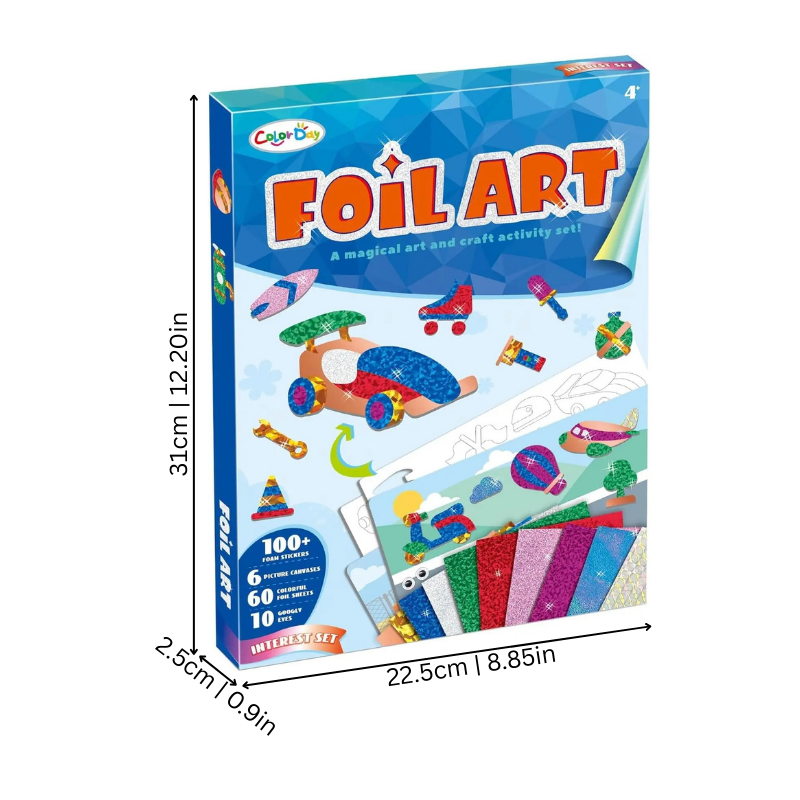 Kids Foil Art Craft Kit – DIY Sticker & Metallic Foil Art Set for Creative Play