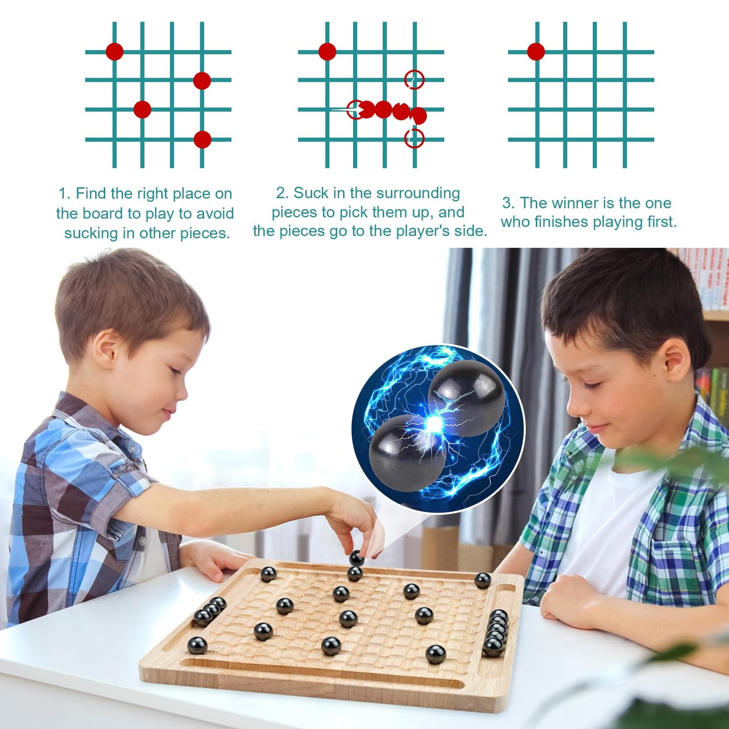 Magnetic Tabletop Game for Kids & Adults – Fun Family Puzzle Toy with Magnetic Rocks & Strategy Play