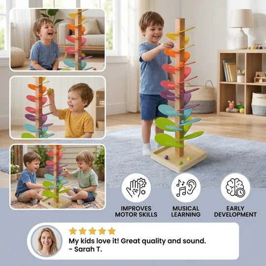 Montessori Rainbow Marble Run Tower for Kids