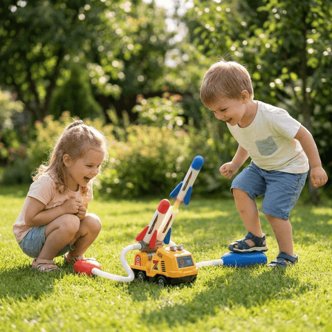 Rocket Launcher Truck Toy with Dual Foam Rockets, Outdoor Kids Action Game