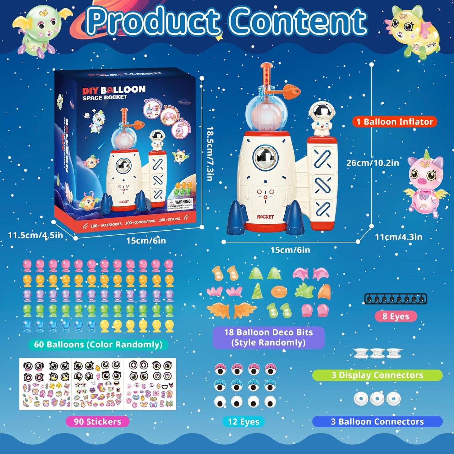 DIY Nano Tape Bubble Craft Kit for Kids, Rocket & Balloon Maker, Gift for Boys & Girls