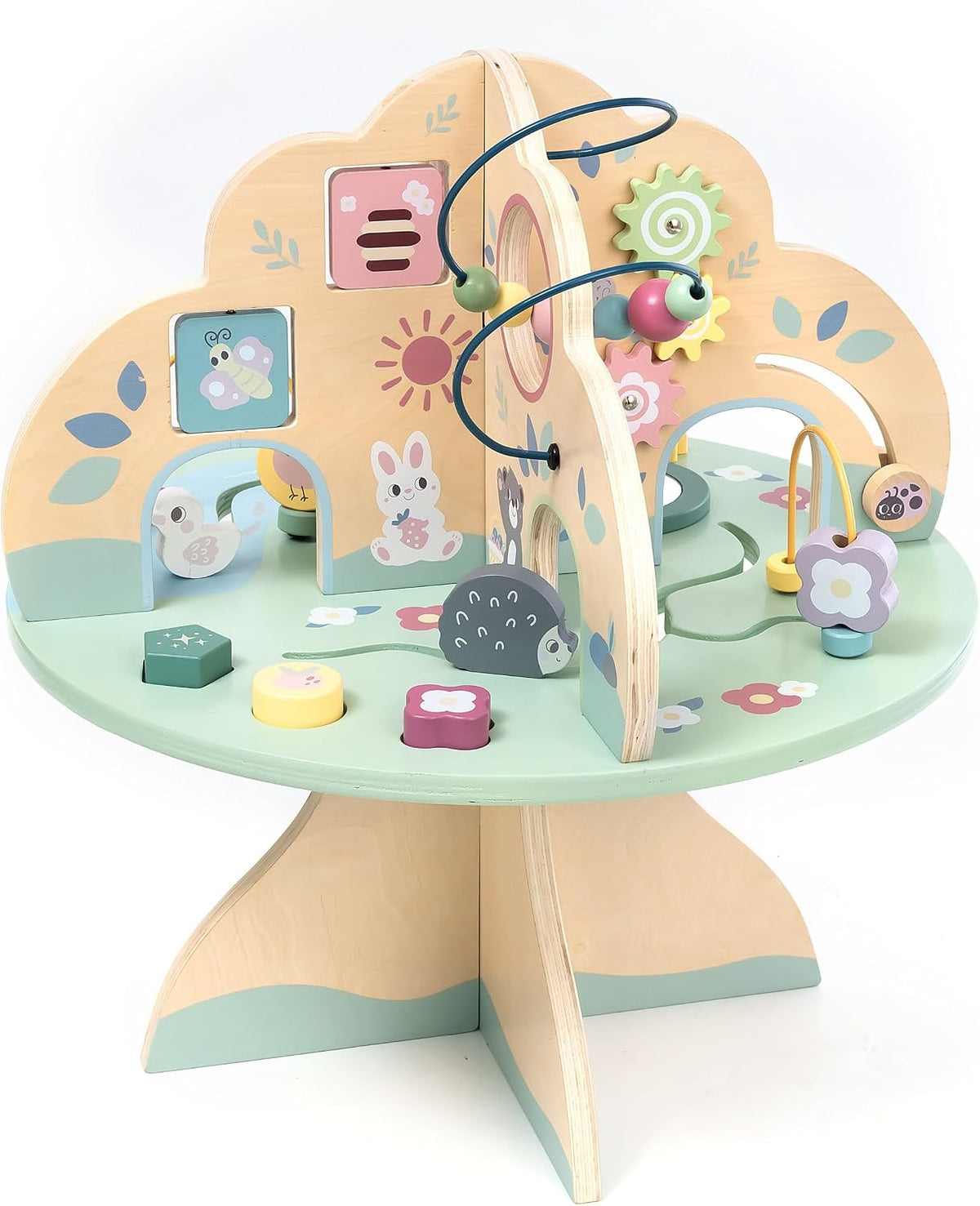 Wooden Activity Table with Abacus, Shape Sorter and Clock