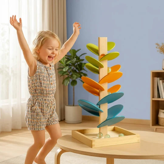 Montessori Rainbow Marble Run Tower for Kids