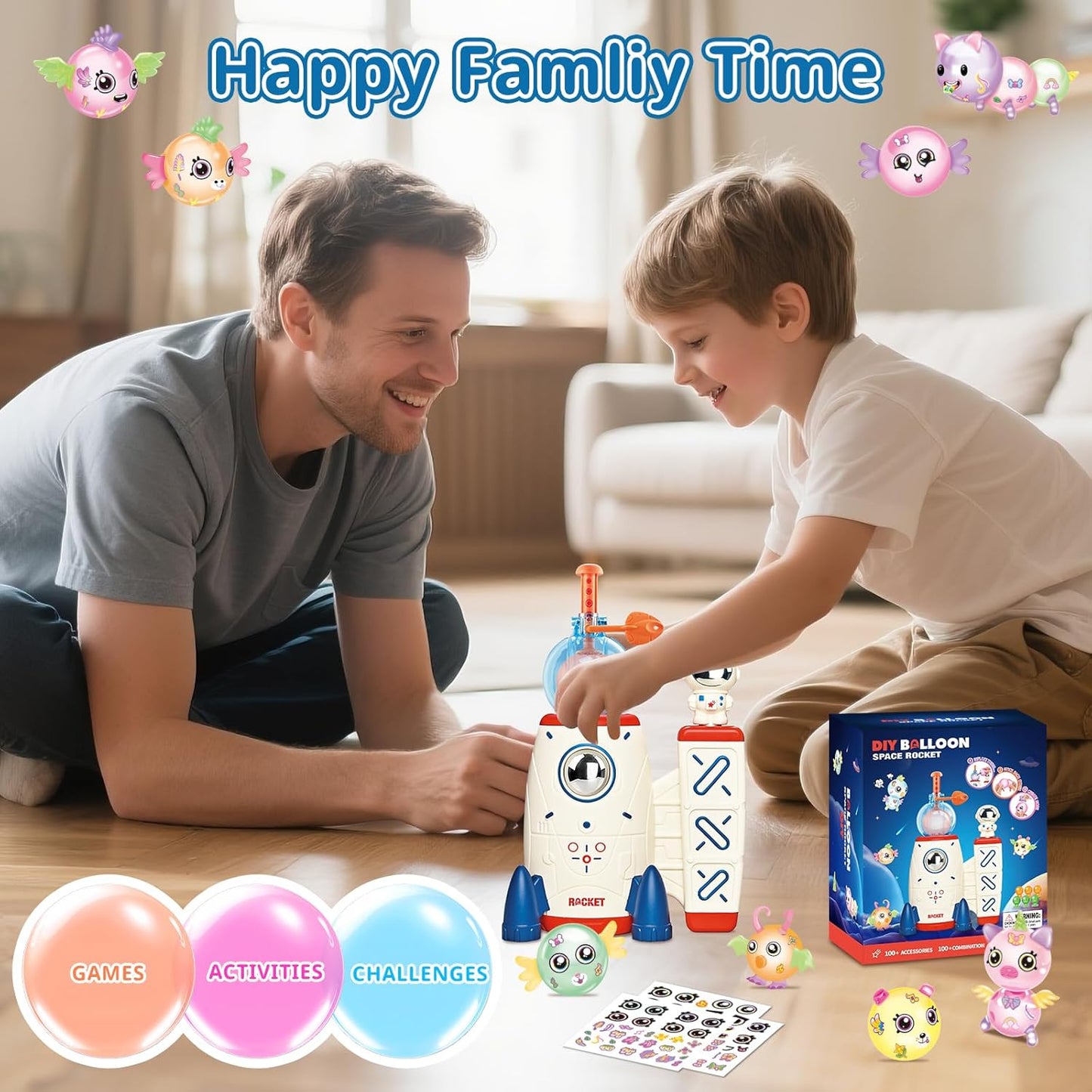 DIY Nano Tape Bubble Craft Kit for Kids, Rocket & Balloon Maker, Gift for Boys & Girls