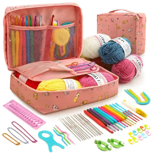 Kids Crochet Starter Kit for Beginners – DIY Amigurumi Animal Craft Set with Yarn & Hook