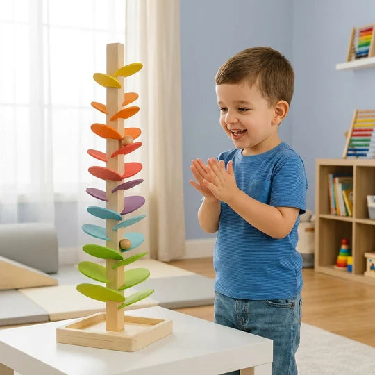 Montessori Rainbow Marble Run Tower for Kids