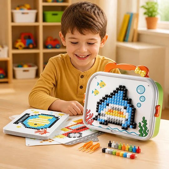 Montessori Mushroom Pegboard Mosaic Puzzle for Kids