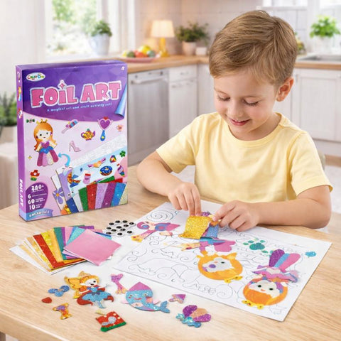 Kids Foil Art Craft Kit – DIY Sticker & Metallic Foil Art Set for Creative Play