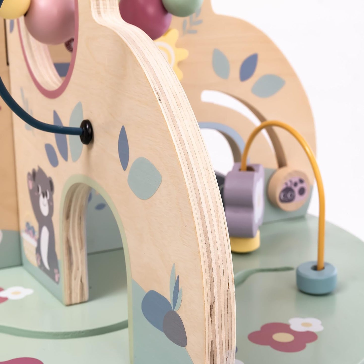 Wooden Activity Table with Abacus, Shape Sorter and Clock