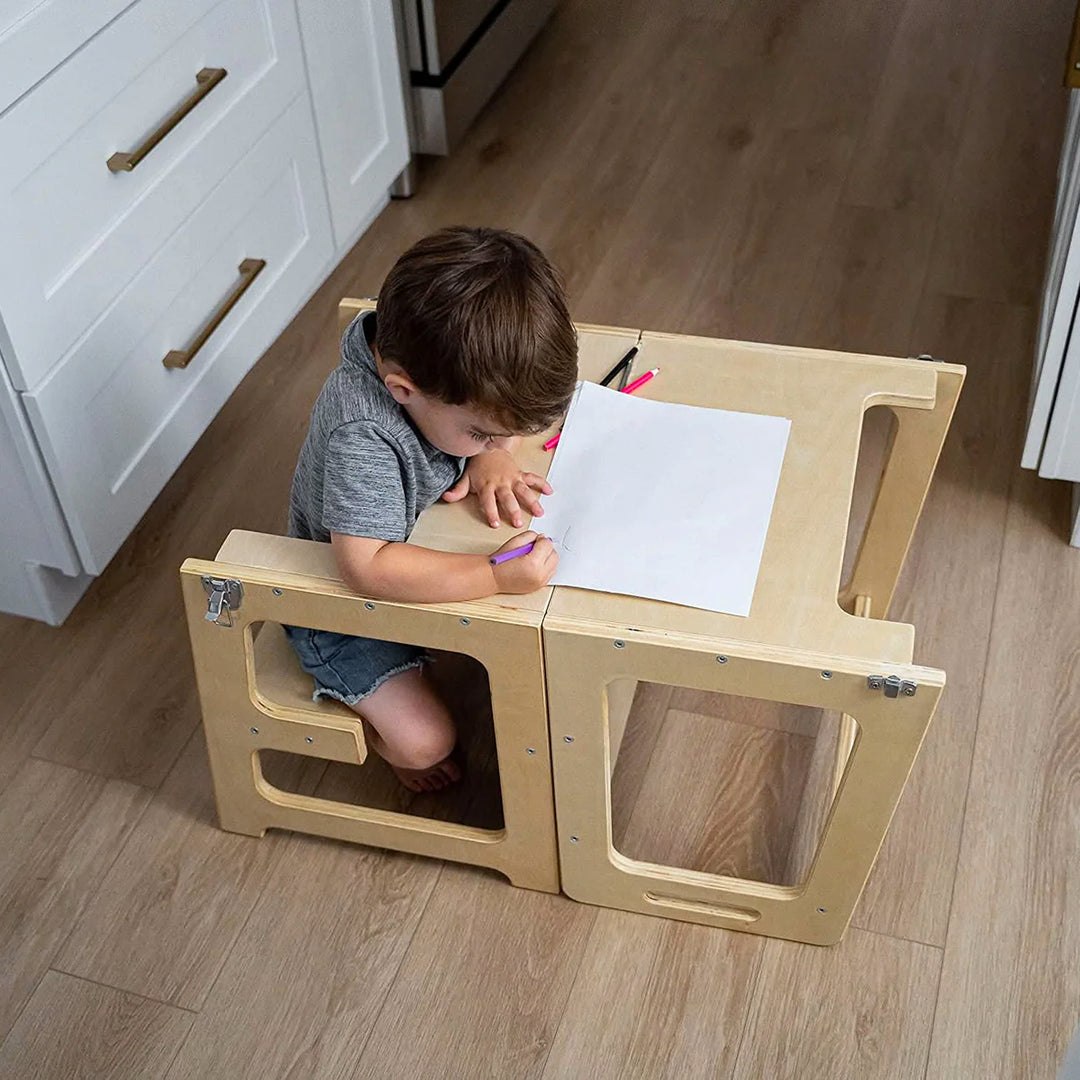 3-in-1 Convertible Learning Tower with Table and Chalkboard – image 2
