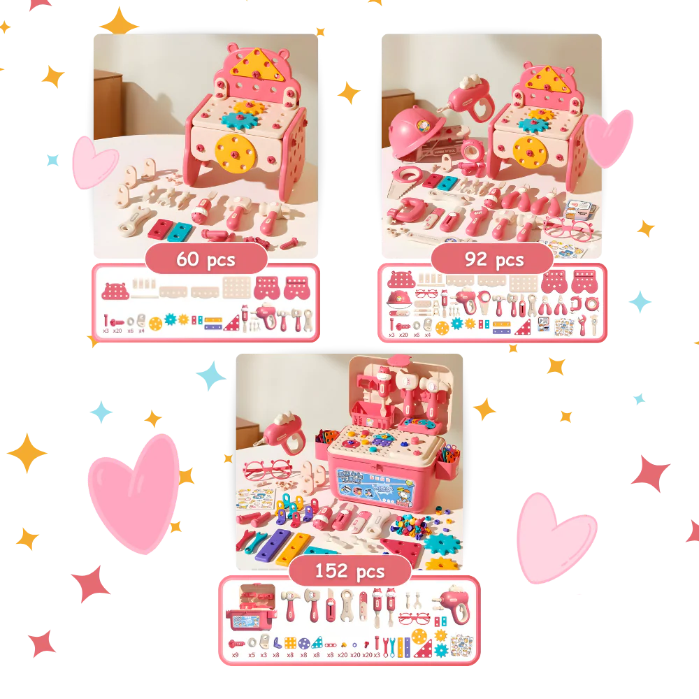 3‑in‑1 Kids Electric Drill & Screwdriver Toolbox – STEM Engineer Play Set, Educational DIY Assembly Toy