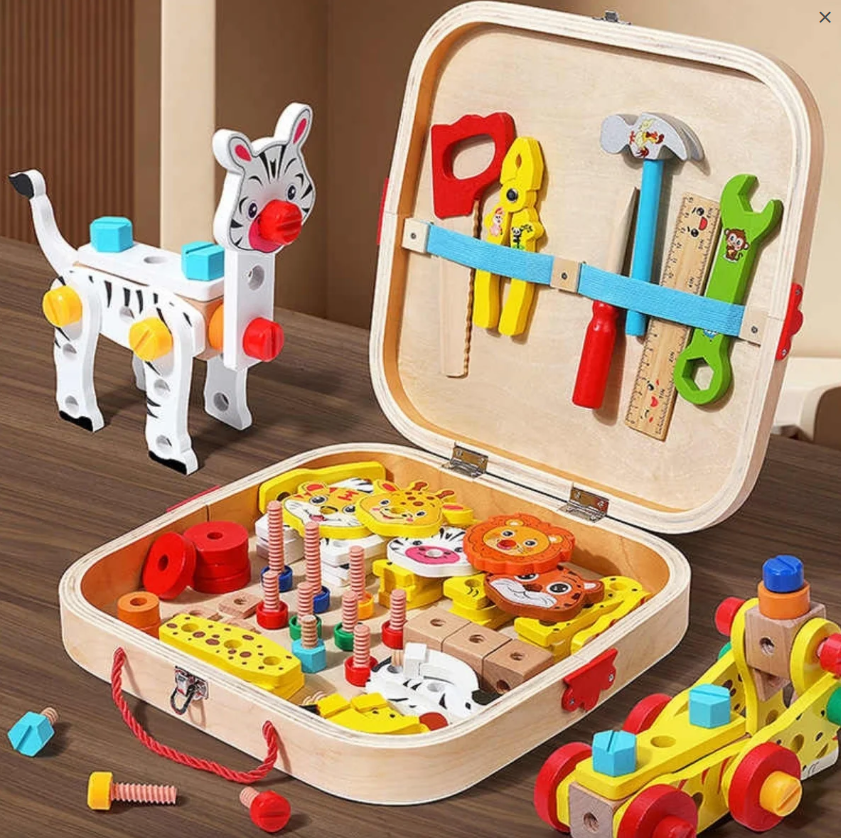 Montessori Wooden Tool Box for Kids – DIY Assembly & Building Construction Toy