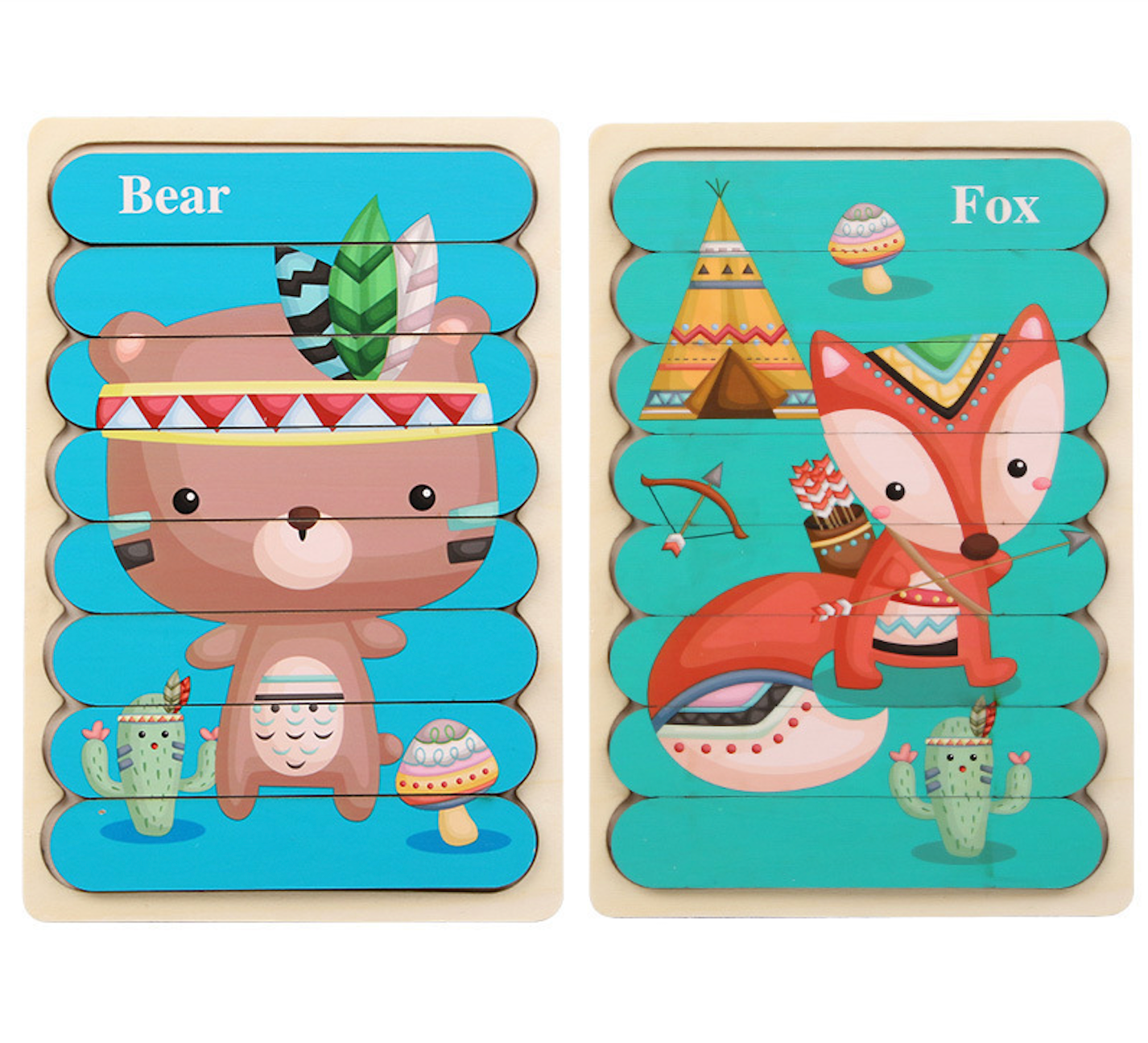 Montessori Flip Puzzle Sets (Set of 2)