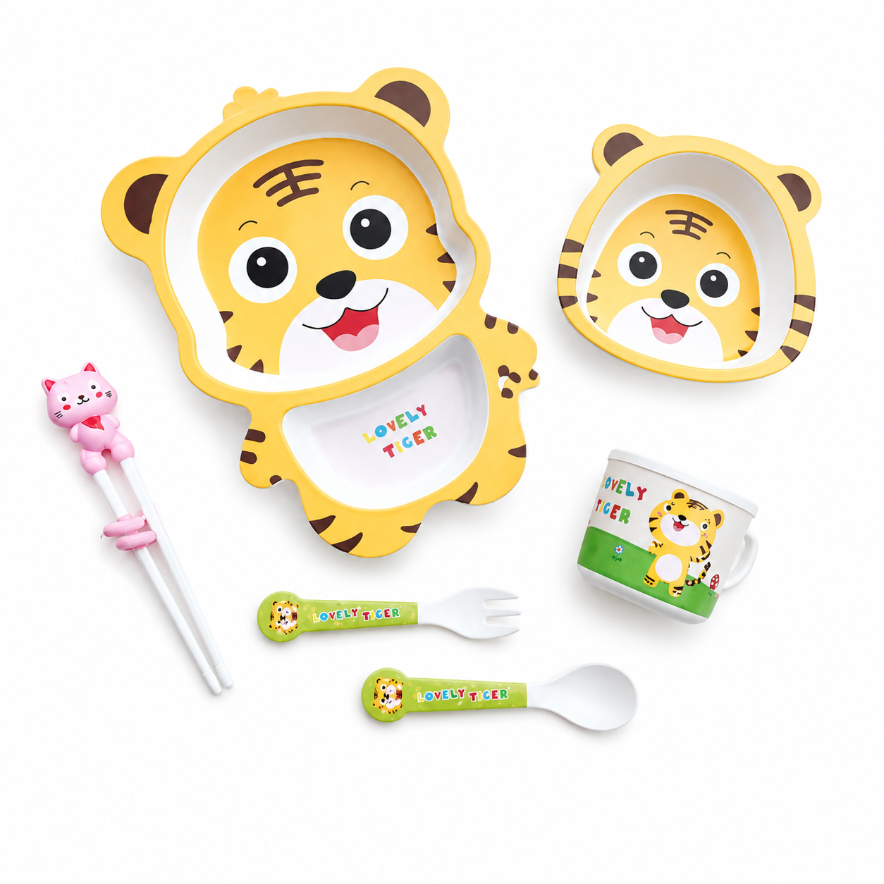 Tiger-themed children's tableware set