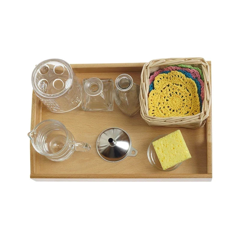 Montessori Flower Arranging Kit with Vases, Funnel and Basket