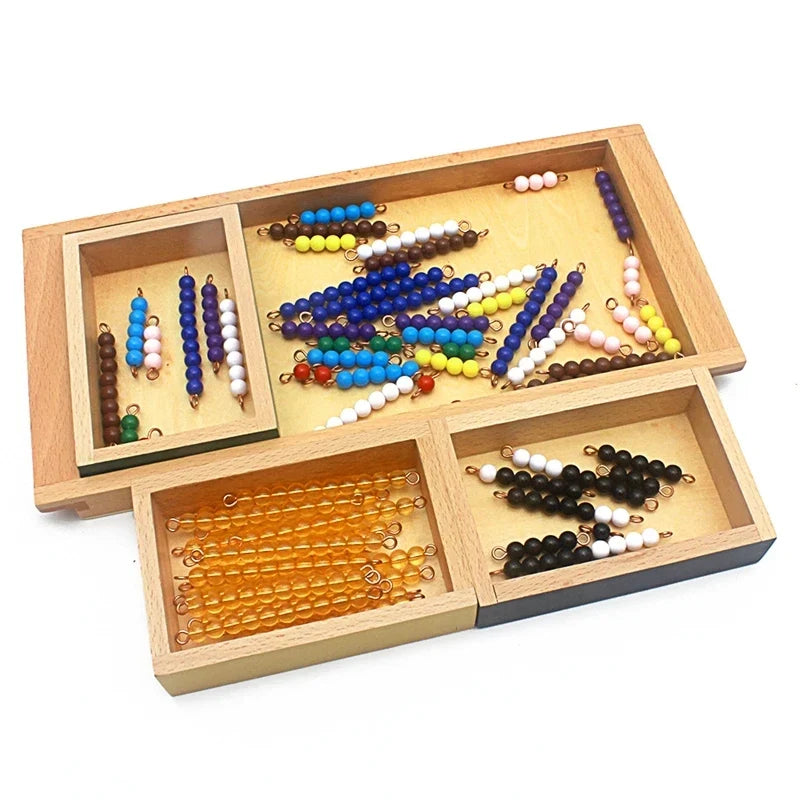 Montessori Addition Snake Game with Bead Bars and Wooden Tray