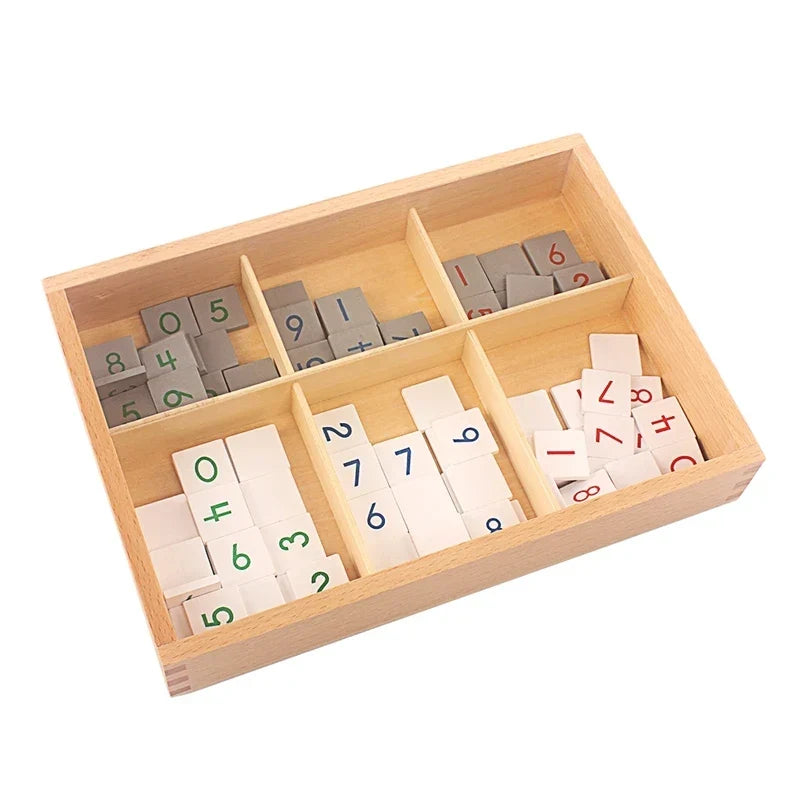 Montessori Checkerboard Number Tiles with Wooden Storage Box