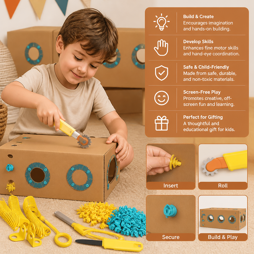 Cardboard construction tool kit with connectors