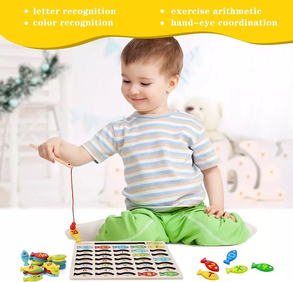 Magnetic Wooden Fishing Game Toy