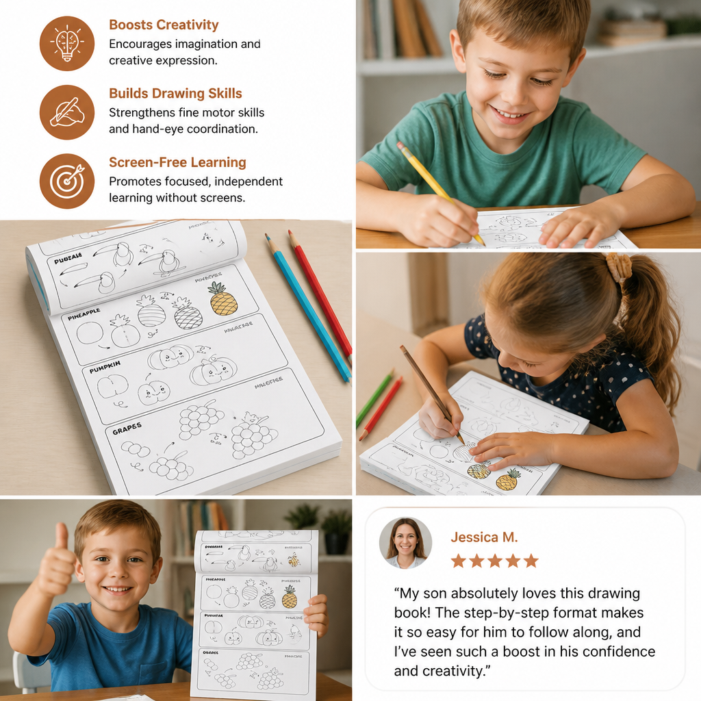 Step-by-step drawing activity book for children