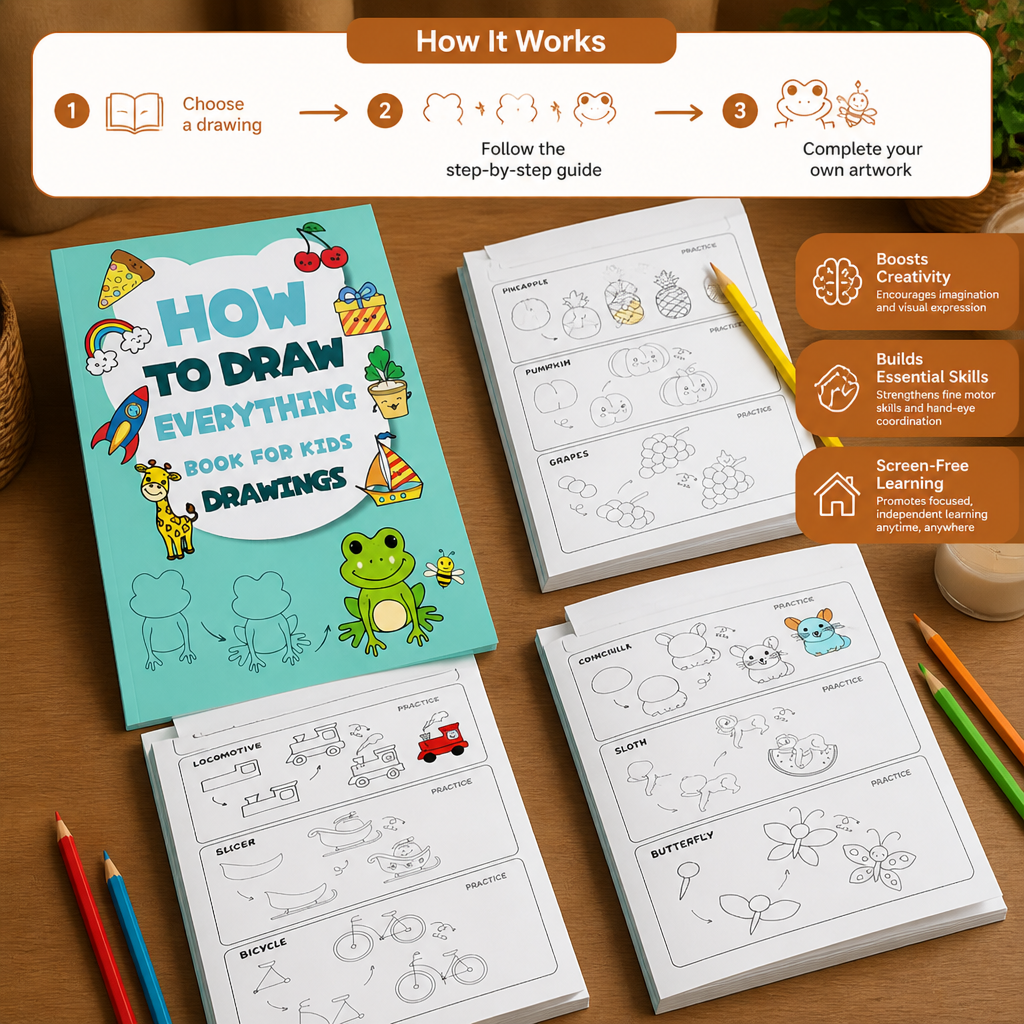Step-by-step drawing activity book for children