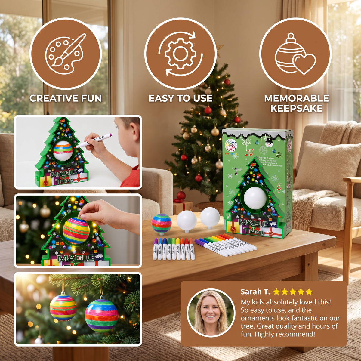 Christmas Ornament Painting Kit with Rotating Tree Stand