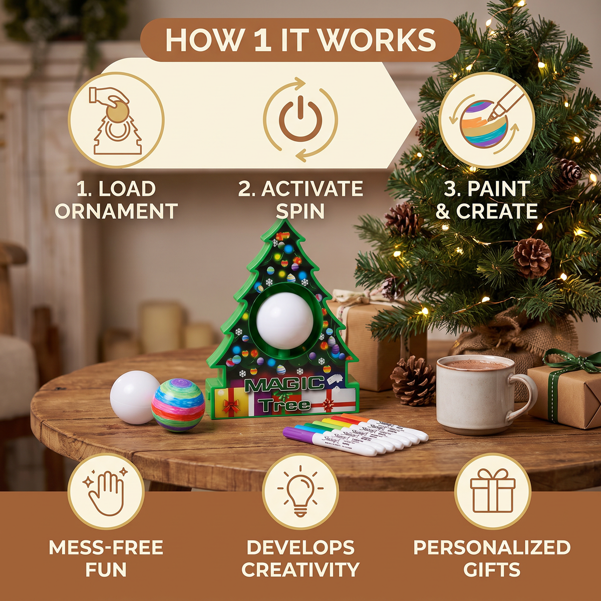 Christmas Ornament Painting Kit with Rotating Tree Stand