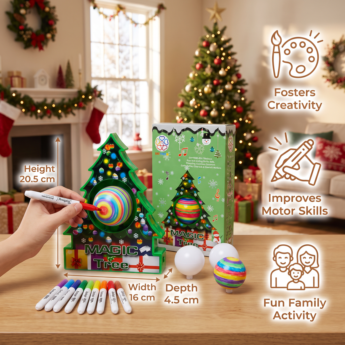 Christmas Ornament Painting Kit with Rotating Tree Stand