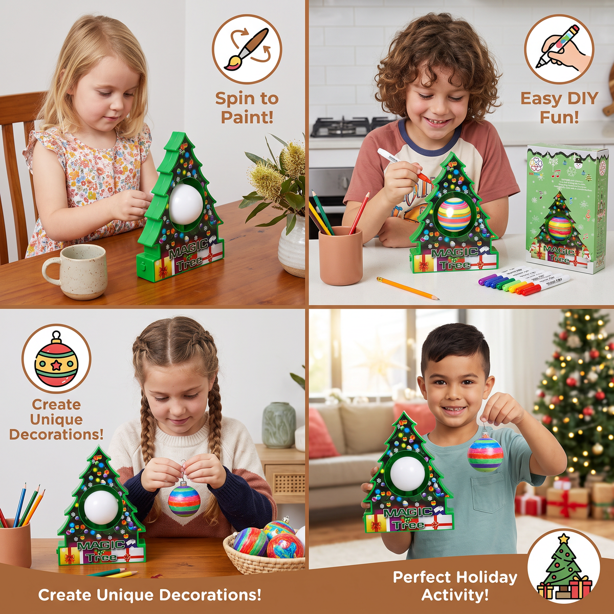 Christmas Ornament Painting Kit with Rotating Tree Stand