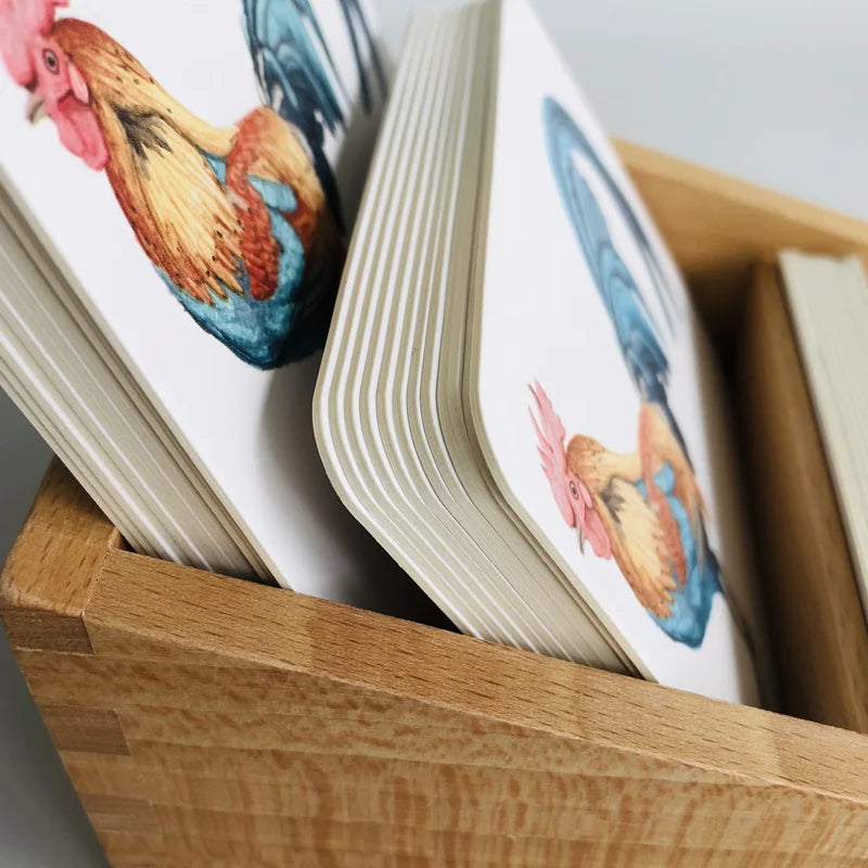 Montessori Farm Animal 3-Part Cards with Bamboo Tray