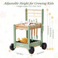 Kids’ Wooden Garden Cart with Adjustable Height, Tools and Planters
