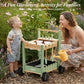 Kids’ Wooden Garden Cart with Adjustable Height, Tools and Planters