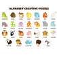 Creative Wooden Alphabet Puzzle with 26 Animal-Shaped Letters