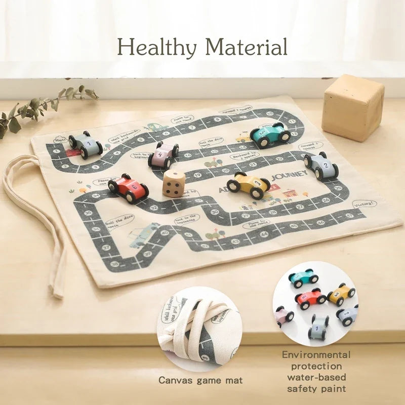 Children’s Traffic Game with Road Map and Wooden Cars
