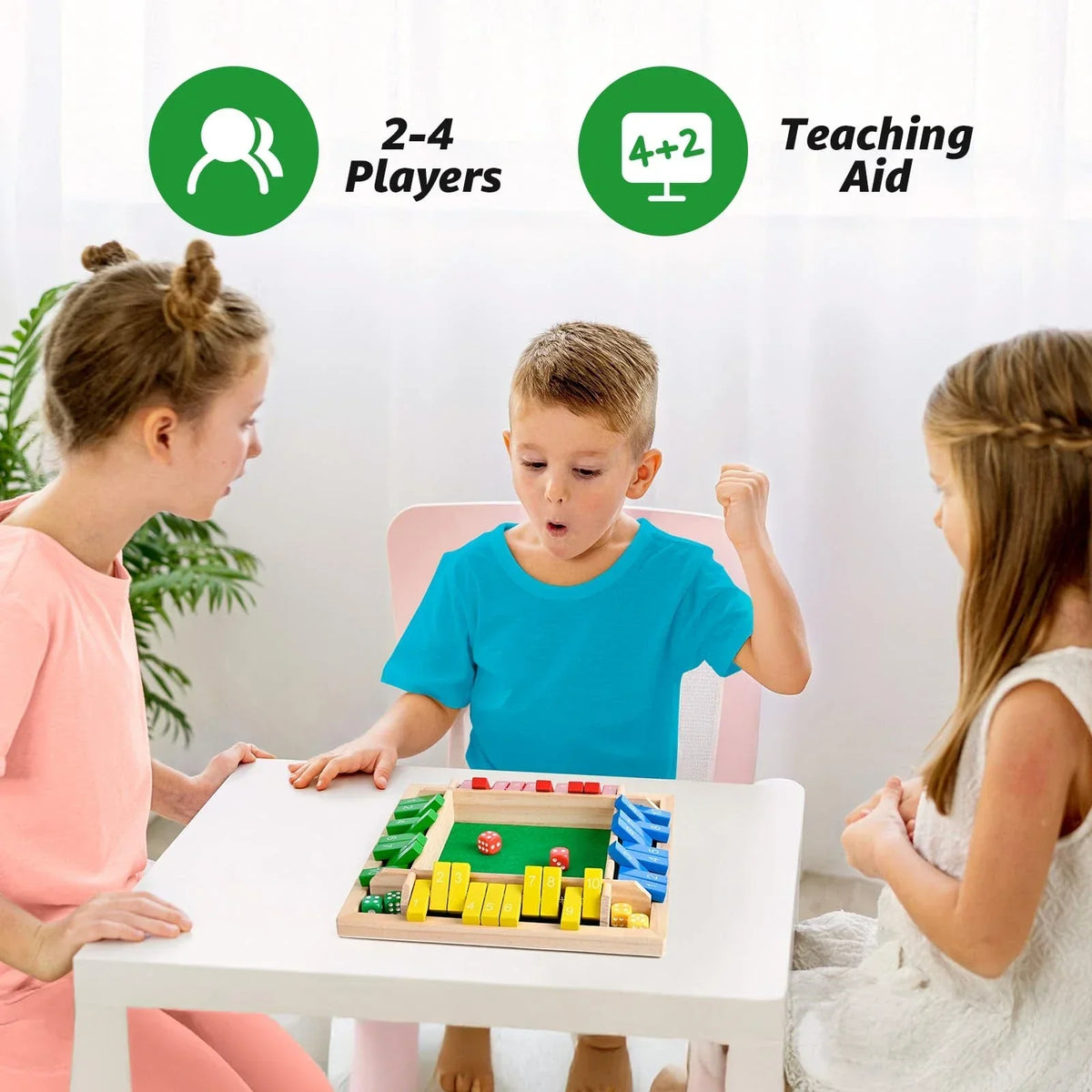 Shut the Box Wooden Dice Game for 2–4 Players
