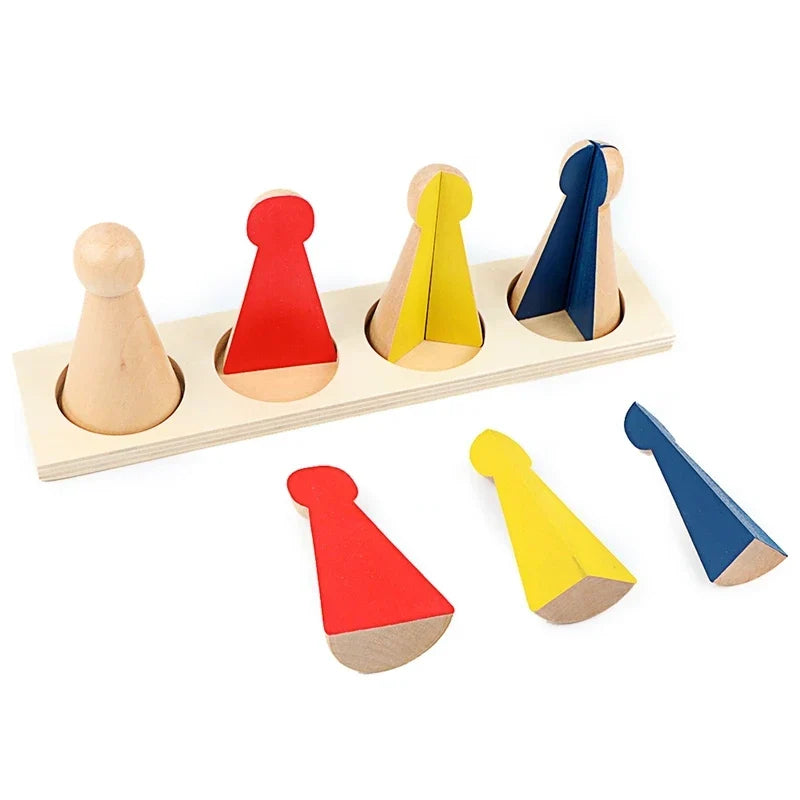 Wooden Montessori Fraction Skittles with Stand and Cards