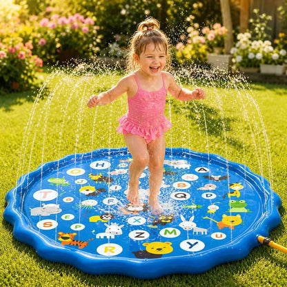 Kids Splash Pad Sprinkler Mat, Outdoor Water Play Mat for Toddlers