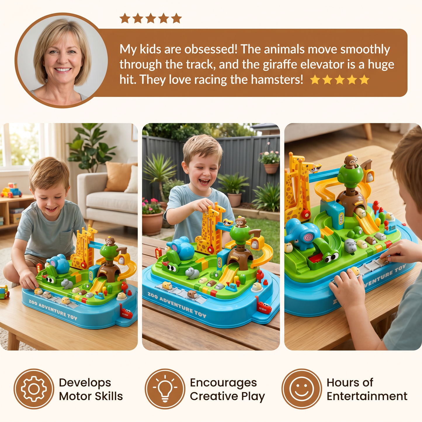 Zoo Adventure Track Playset for Kids